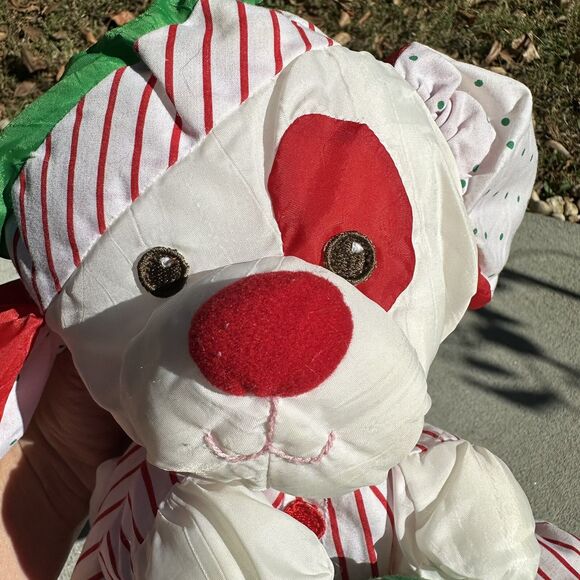 Fisher Price Puffalump Christmas Puppy Dog Present Stuffed Animal Nylon Vtg '91 - Picture 9 of 15